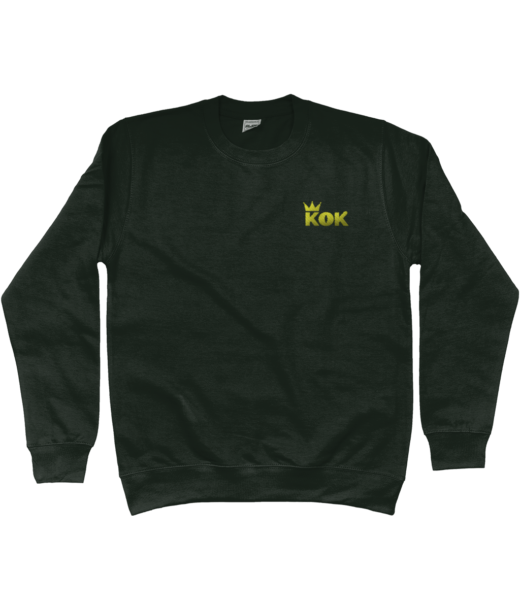 Kok Embroidered AWDis Sweatshirt (Bright Yellow Logo)