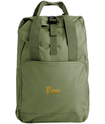 Embroidered Twin Handle Roll-Top Kok Backpack